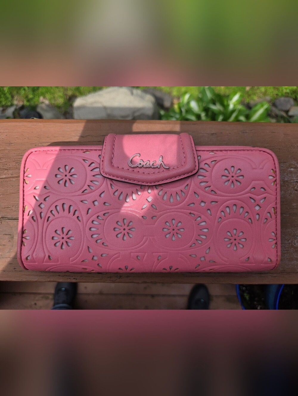 Coach Pink Ashley Floral Lace Wallet
